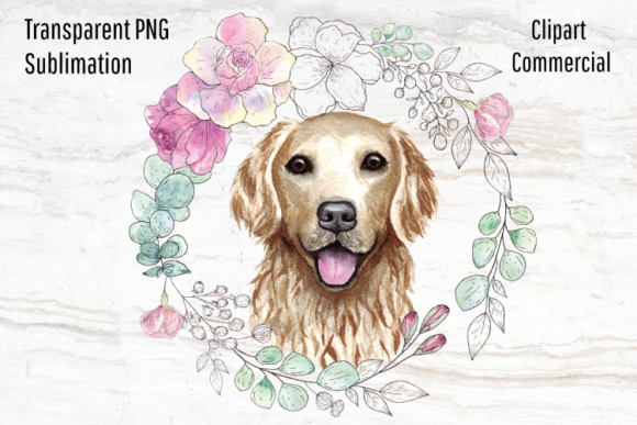 Golden Retriever, Watercolor Wreath Illustrations Review