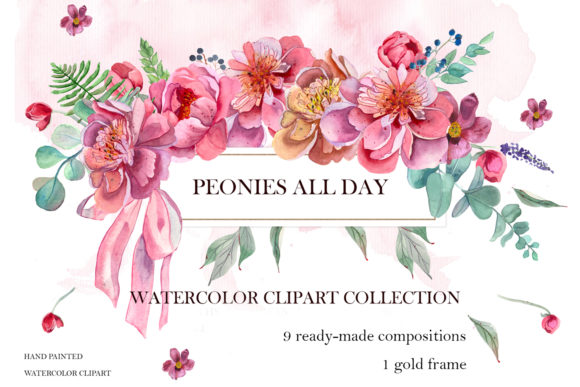Pink Peonies: Watercolor Flow Illustrations