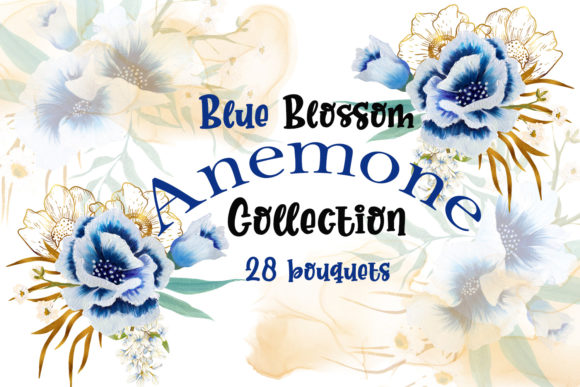 Watercolor Anemone Bouquets Illustrations
