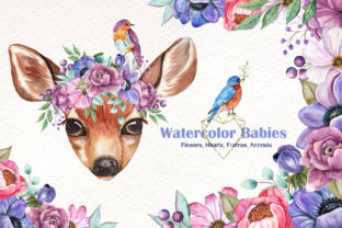Watercolor Baby Animals and Flowers Illustrations