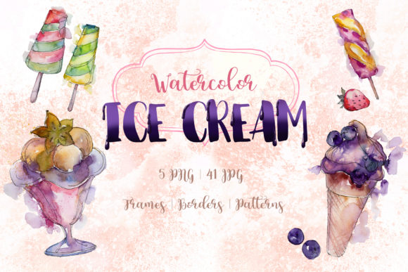 Watercolor Cool Ice Cream Set Illustrations Review