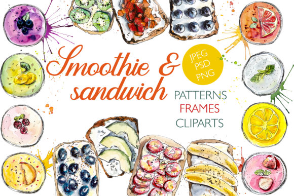 Watercolor Healthy Snack Illustrations Review