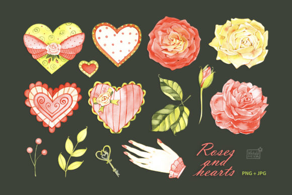 Watercolor Hearts and Roses Illustrations Review