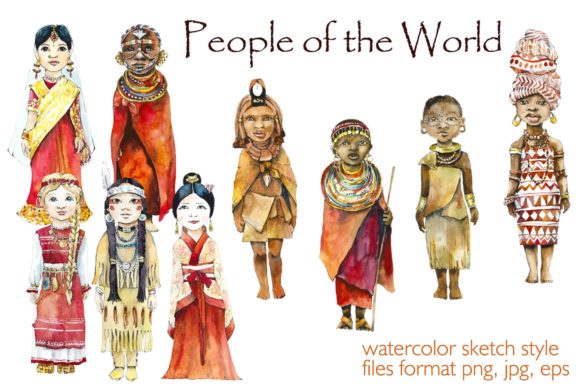 Watercolor People of the World Illustrations