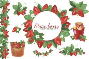 Watercolor Strawberry Clipart Set & Illustrations