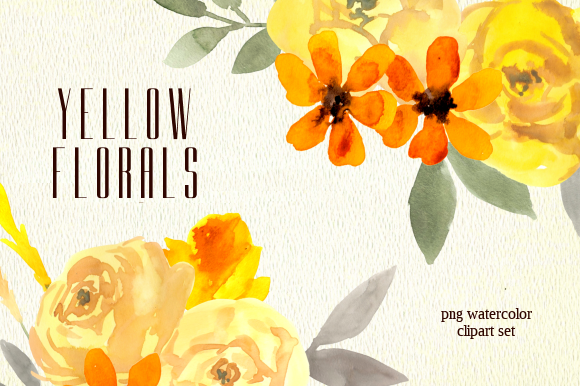 Yellow Florals Watercolor Clipart Set Review